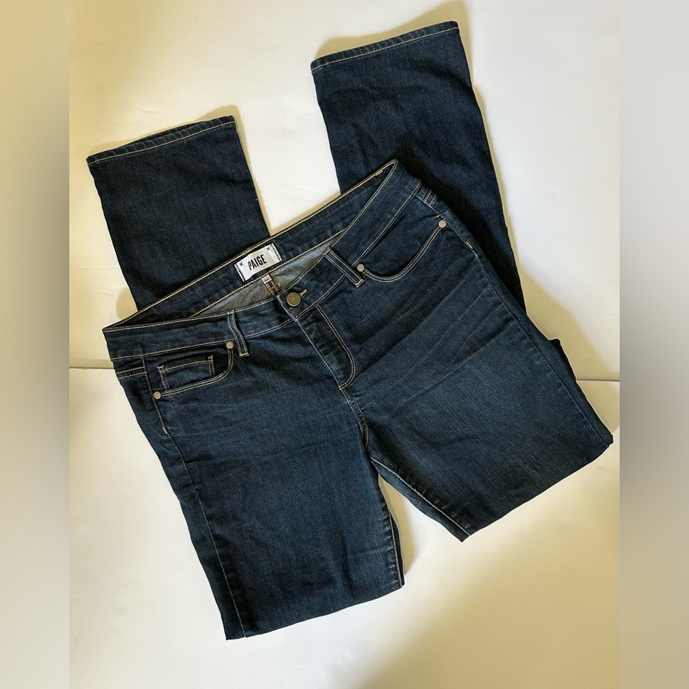 PAIGE Blue Denim Peg Straight Jeans Size 32 - Picture 4 of 7